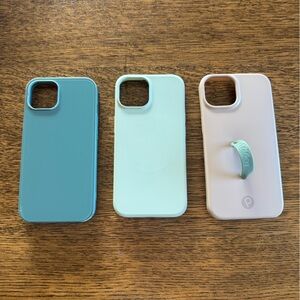 Stylish iPhone 14 Case Set - Teal, Mint, and Beige